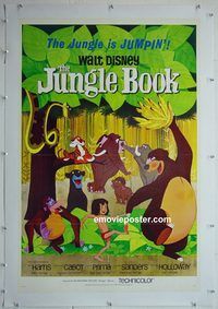 y384 JUNGLE BOOK linen one-sheet movie poster '67 Walt Disney