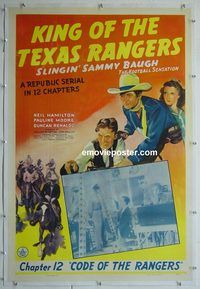 y386 KING OF THE TEXAS RANGERS linen chap 12 one-sheet movie poster '41