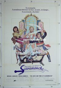 y396 LOVES & TIMES OF SCARAMOUCHE linen one-sheet movie poster '76 Andress