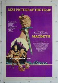 y397 MACBETH linen one-sheet movie poster '72 Roman Polanski, Shakespeare
