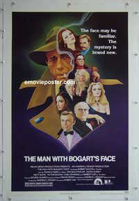 y401 MAN WITH BOGART'S FACE linen one-sheet movie poster '80 Robert Sacchi