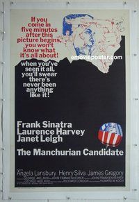 y402 MANCHURIAN CANDIDATE linen one-sheet movie poster '62 Frank Sinatra