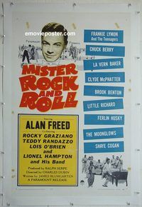 y409 MISTER ROCK & ROLL linen one-sheet movie poster '57 Alan Freed