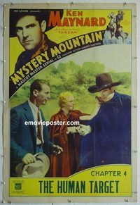 y413 MYSTERY MOUNTAIN linen chap 4 one-sheet movie poster '34 Ken Maynard