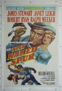 y414 NAKED SPUR linen one-sheet movie poster '53 Robert Ryan, Janet Leigh