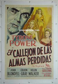 y419 NIGHTMARE ALLEY linen Spanish one-sheet movie poster '47 Power, Blondell