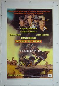 y422 ONCE UPON A TIME IN THE WEST linen one-sheet movie poster '68 Leone