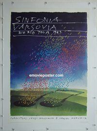 y043 WARSAW SYMPHONY linen Polish movie poster '87 rare Saul Bass art!