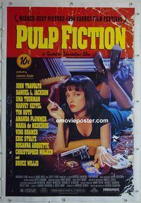 y433 PULP FICTION linen one-sheet movie poster '94 Travolta, Jackson