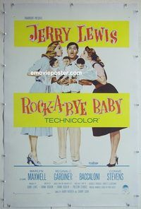 y436 ROCK-A-BYE BABY linen one-sheet movie poster '58 Jerry Lewis