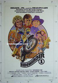 y441 SIDEWINDER ONE linen one-sheet movie poster '77 motorcycle racing!