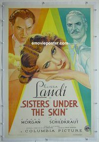 y444 SISTERS UNDER THE SKIN linen one-sheet movie poster '34 Elissa Landi
