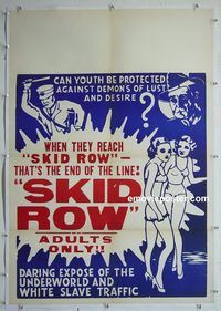 y445 SKID ROW linen one-sheet movie poster '50 wild exploitation!