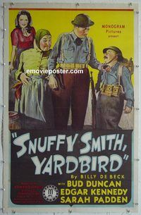 y431 PRIVATE SNUFFY SMITH linen one-sheet movie poster '42 Bud Duncan