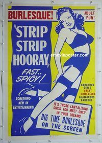 y451 STRIP STRIP HOORAY linen one-sheet movie poster '50s burlesque!
