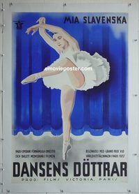 y229 LIVING CORPSE linen Swedish movie poster '37 Slavenska, ballerina