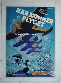 y222 DEVIL DOGS OF THE AIR linen Swedish movie poster '35 Rohman art!