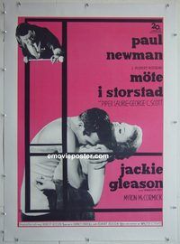 y226 HUSTLER linen Swedish movie poster '61 Paul Newman, Gleason