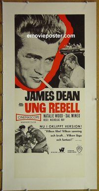 y249 REBEL WITHOUT A CAUSE linen Swedish insert movie poster R68 Dean