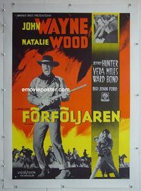 y234 SEARCHERS linen Swedish movie poster R63 John Wayne, Natalie Wood