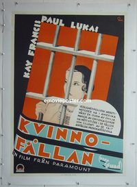 y239 VICE SQUAD linen Swedish movie poster '31 Kay Francis, Aberg art!