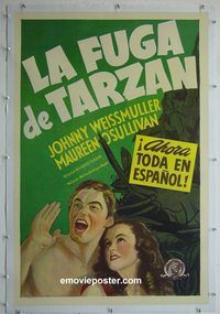 y454 TARZAN ESCAPES linen Spanish one-sheet movie poster '36 Weissmuller