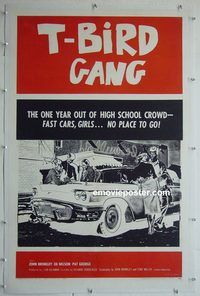 y455 T-BIRD GANG linen one-sheet movie poster '59 teen car classic!