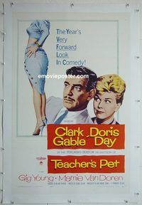 y456 TEACHER'S PET linen one-sheet movie poster '58 Doris Day, Gable