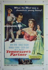 y458 TENNESSEE'S PARTNER linen one-sheet movie poster '55 Ronald Reagan