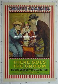 y462 THERE GOES THE GROOM linen one-sheet movie poster '20s Bobby Vernon