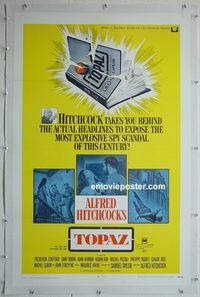 y468 TOPAZ linen one-sheet movie poster '69 Hitchcock, Forsythe