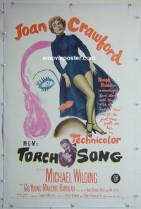 y469 TORCH SONG linen one-sheet movie poster '53 Joan Crawford, Wilding