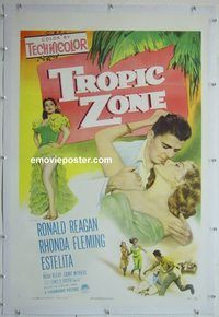 y472 TROPIC ZONE linen style A one-sheet movie poster '53 Reagan, Fleming