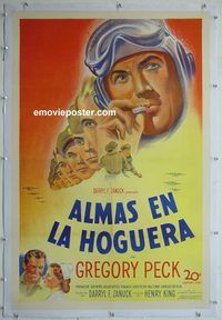 y473 TWELVE O'CLOCK HIGH linen Spanish one-sheet movie poster '50 Greg Peck