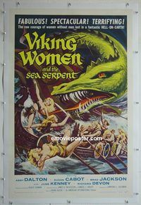 y476 VIKING WOMEN & THE SEA SERPENT linen one-sheet movie poster '58 Dalton