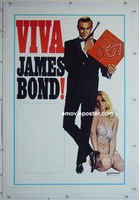 y477 VIVA JAMES BOND linen one-sheet movie poster '70 Connery, super sexy!
