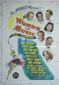 y485 WORDS & MUSIC linen one-sheet movie poster '49 Judy Garland