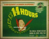 z010 14 HOURS half-sheet movie poster '51 Richard Basehart, Paul Douglas