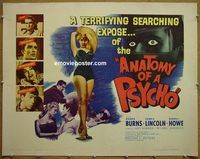 z038 ANATOMY OF A PSYCHO half-sheet movie poster '61 juvenile criminal!