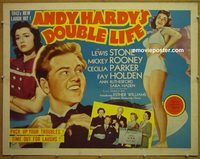 z041 ANDY HARDY'S DOUBLE LIFE half-sheet movie poster '42 Mickey Rooney