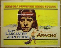 z046 APACHE half-sheet movie poster '54 Burt Lancaster, Peters