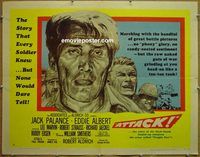 z055 ATTACK half-sheet movie poster '56 Palance. Robert Aldrich