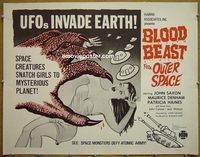 z095 BLOOD BEAST FROM OUTER SPACE half-sheet movie poster '65 sci-fi!