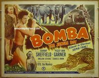 z099 BOMBA THE JUNGLE BOY half-sheet movie poster '49 Johnny Sheffield