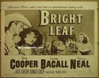 z110 BRIGHT LEAF half-sheet movie poster R57 Gary Cooper, Lauren Bacall