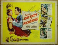 z121 CAPTAIN JOHN SMITH & POCAHONTAS half-sheet movie poster '53 Dexter