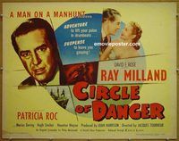 z144 CIRCLE OF DANGER half-sheet movie poster '51 Ray Milland