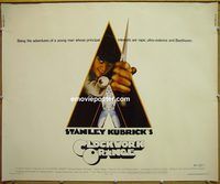 z150 CLOCKWORK ORANGE R rating half-sheet movie poster '72 Stanley Kubrick