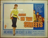 z169 CRIME IN THE STREETS half-sheet movie poster '56 Cassavetes, Mineo