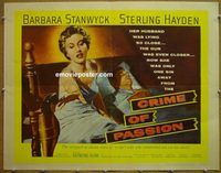 z170 CRIME OF PASSION half-sheet movie poster '57 Barbara Stanwyck
